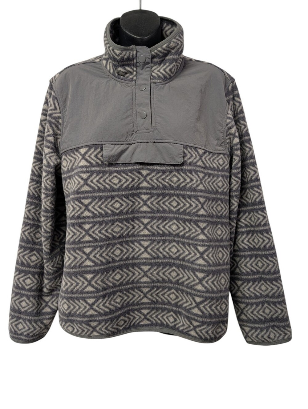 Sierra Designs Women's Size L Gray Fleece Pullover Sweatshirt 1/4 Snap High Neck
